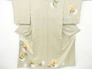 絞り色紙に草花模様一つ紋訪問着